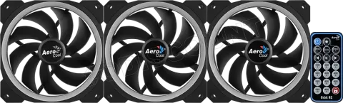 Photo de Lot de 3 Ventilateurs de boitier AeroCool Orbit RC RGB 12cm (Noir) avec télécommande