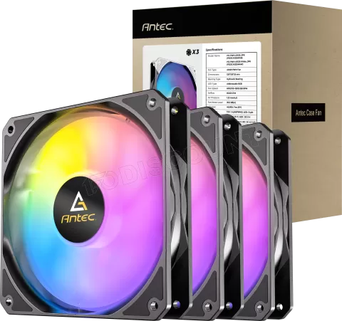 Photo de Lot de 3 Ventilateurs de boitier Antec P12 RGB - 12cm (Noir)