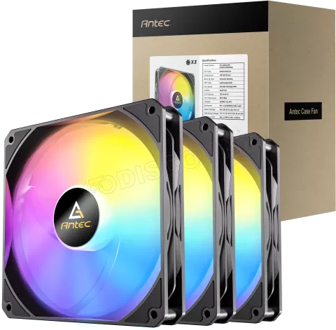 Photo de Lot de 3 Ventilateurs de boitier Antec P14 RGB - 14cm (Noir)