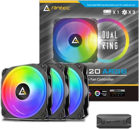 Photo de Lot de 3 Ventilateurs de boitier Antec Prizm X 120 3+C RGB - 12cm (Noir)