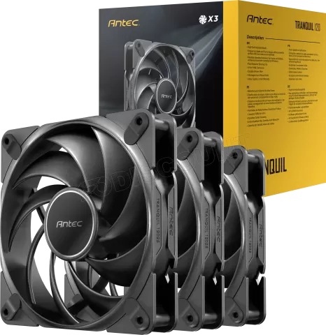 Photo de Lot de 3 Ventilateurs de boitier Antec Tranquil - 12cm (Noir)