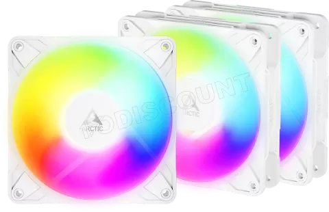 Photo de Lot de 3 Ventilateurs de boitier Arctic P12 Pro Reverse RGB - 12cm (Blanc)