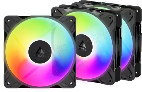 Photo de Lot de 3 Ventilateurs de boitier Arctic P12 Pro Reverse RGB - 12cm (Noir)