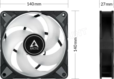 Photo de Lot de 3 Ventilateurs de boitier Arctic P14 PST aRGB - 14cm (Noir)