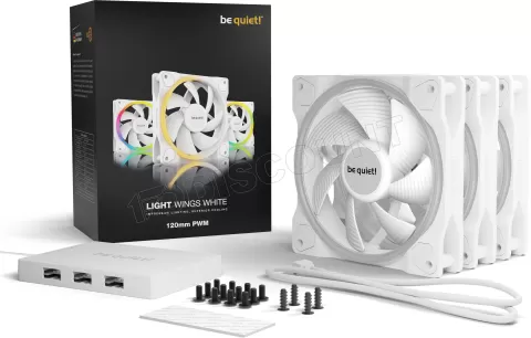 Photo de Lot de 3 Ventilateurs de boitier be quiet! Light Wings High Speed RGB - 12cm (Blanc)