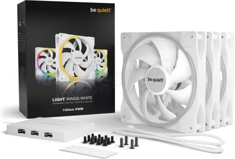 Photo de Lot de 3 Ventilateurs de boitier be quiet! Light Wings High Speed RGB - 14cm (Blanc)