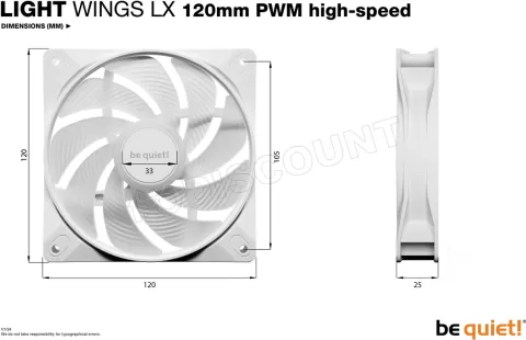 Photo de Lot de 3 Ventilateurs de boitier be quiet! Light Wings LX High Speed RGB - 12cm (Blanc)