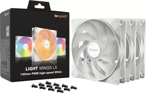 Photo de Lot de 3 Ventilateurs de boitier be quiet! Light Wings LX High Speed RGB - 14cm (Blanc)