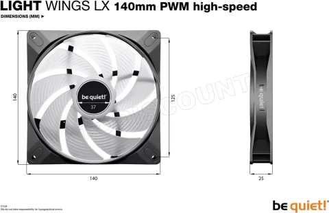 Photo de Lot de 3 Ventilateurs de boitier be quiet! Light Wings LX High Speed RGB - 14cm (Noir)