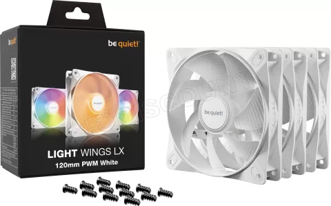 Photo de Lot de 3 Ventilateurs de boitier be quiet! Light Wings LX RGB - 12cm (Blanc)