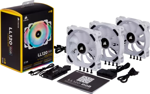 Photo de Lot de 3 Ventilateurs de boitier Corsair Dual Light Loop LL120 RGB - 12cm (Blanc)