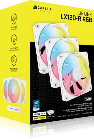 Photo de Lot de 3 Ventilateurs de boitier Corsair iCue Link LX-R RGB - 12cm (Blanc)