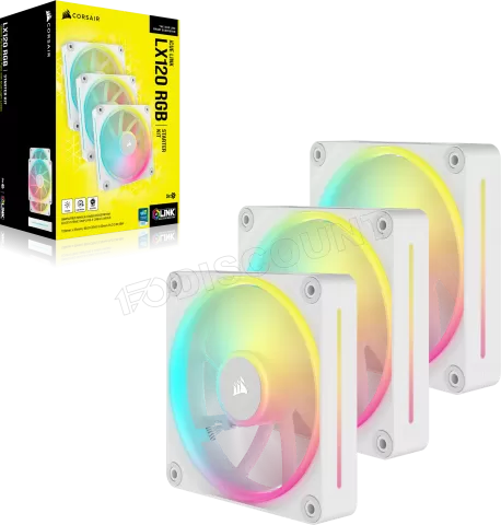 Photo de Lot de 3 Ventilateurs de boitier Corsair iCue Link LX RGB - 12cm (Blanc)