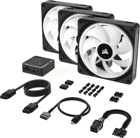 Photo de Lot de 3 Ventilateurs de boitier Corsair iCue Link QX RGB - 12cm (Noir)