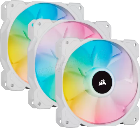 Photo de Lot de 3 Ventilateurs de boitier Corsair iCue SP120 Elite Performance PWM RGB - 12cm (Blanc)