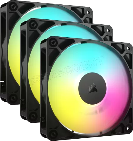 Photo de Lot de 3 Ventilateurs de boitier Corsair RS RGB - 12cm (Noir)