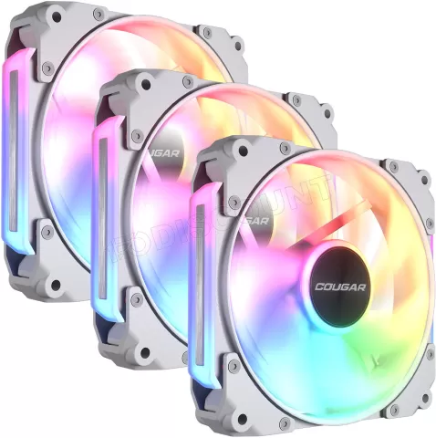 Photo de Lot de 3 Ventilateurs de boitier Cougar Apolar RGB - 12cm (Blanc)