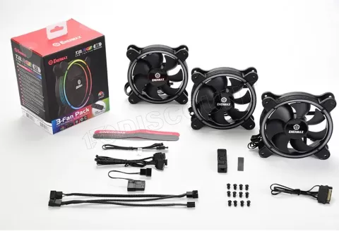 Photo de Lot de 3 Ventilateurs de boitier Enermax T.B. AD. RGB - 120mm (Noir)