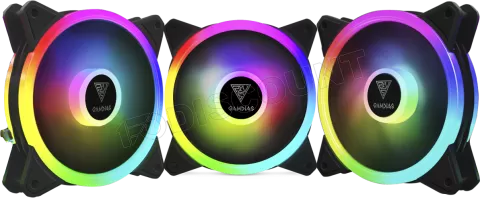 Photo de Lot de 3 Ventilateurs de boitier Gamdias Aeolus M2 Lite RGB 12cm (Noir)