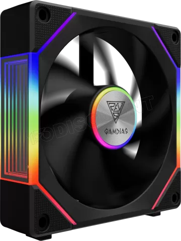 Photo de Lot de 3 Ventilateurs de boitier Gamdias Aeolus P2 RGB - 12cm (Noir)