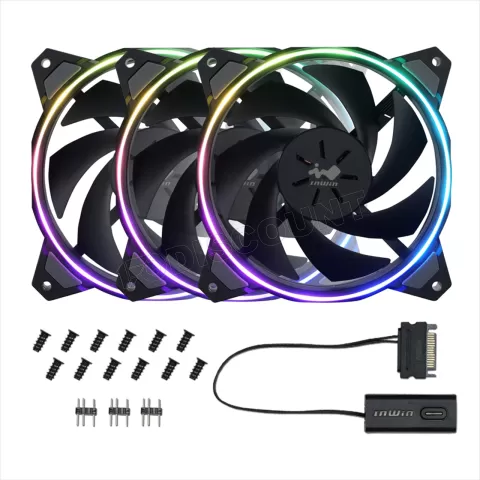 Photo de Lot de 3 Ventilateurs de boitier InWin Sirius Loop RGB - 12cm (Noir)