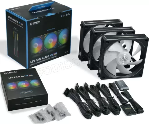 Photo de Lot de 3 Ventilateurs de boitier Lian Li Uni Fan AL120 V2 RGB 12cm (Noir)