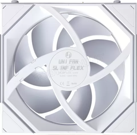 Photo de Lot de 3 Ventilateurs de boitier Lian Li Uni Fan SL-Infinity Flex Reverse RGB - 12cm avec contrôleur (Blanc)