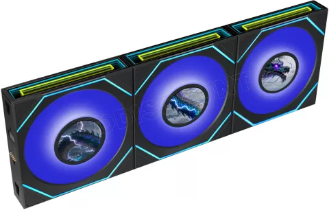 Photo de Lot de 3 Ventilateurs de boitier Lian Li Uni Fan SL-Infinity LCD Flex RGB - 12cm (Noir)
