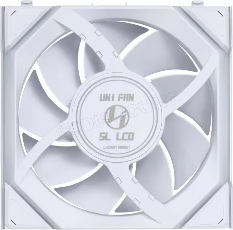 Photo de Lot de 3 Ventilateurs de boitier Lian Li Uni Fan SL Wireless LCD RGB - 12cm (Blanc)