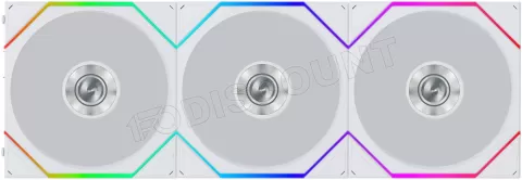 Photo de Lot de 3 Ventilateurs de boitier Lian Li Uni Fan TL Flex Reverse RGB - 12cm avec contrôleur (Blanc)