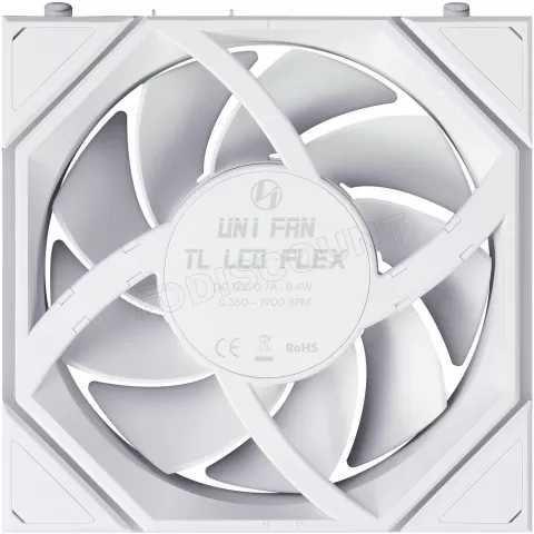 Photo de Lot de 3 Ventilateurs de boitier Lian Li Uni Fan TL LCD Flex - 12cm (Blanc)