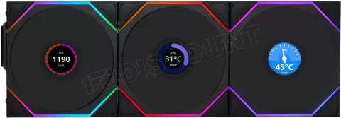 Photo de Lot de 3 Ventilateurs de boitier Lian Li Uni Fan TL Wireless LCD RGB - 12cm (Noir)