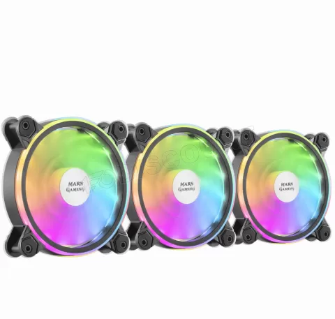 Photo de Lot de 3 Ventilateurs de boitier Mars Gaming MFX RGB 12cm (Noir)