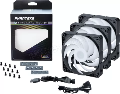 Photo de Lot de 3 Ventilateurs de boitier Phanteks PH-F120 SK RGB 12cm (Noir)