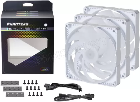 Photo de Lot de 3 Ventilateurs de boitier Phanteks PH-F140 SK RGB 14cm (Blanc)