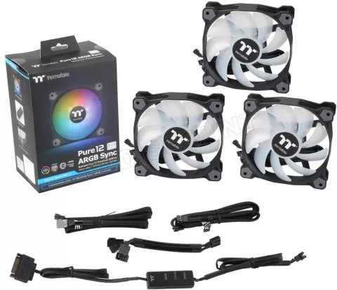 Photo de Lot de 3 Ventilateurs de boitier Thermaltake Pure - 12cm (Noir)