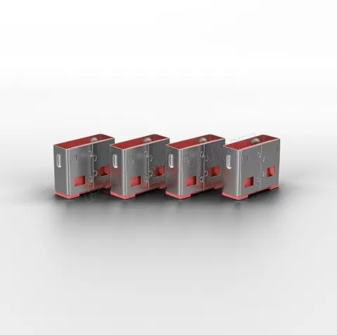 Photo de Lot de 4 Cadenas pour port USB Lindy (Gris/Rouge)