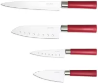 Photo de Lot de 4 Couteaux Santoku en céramique Cecotec (Rouge)