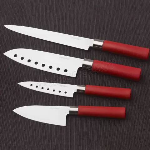 Photo de Lot de 4 Couteaux Santoku en céramique Cecotec (Rouge)