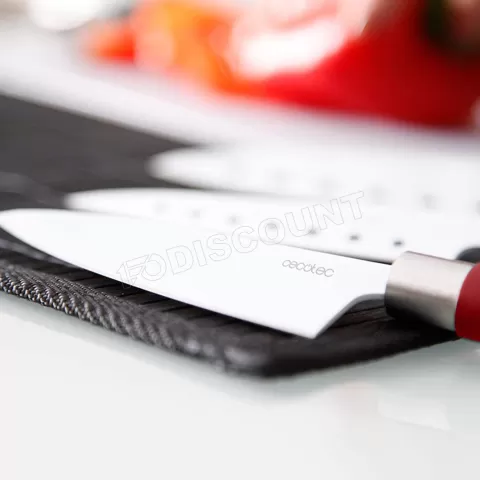 Photo de Lot de 4 Couteaux Santoku en céramique Cecotec (Rouge)