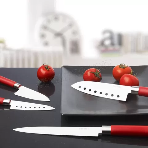 Photo de Lot de 4 Couteaux Santoku en céramique Cecotec (Rouge)