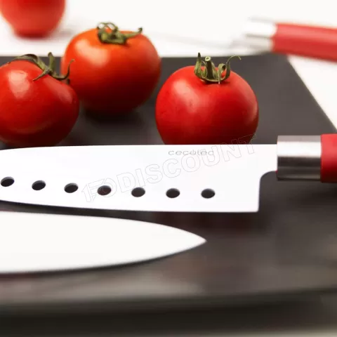 Photo de Lot de 4 Couteaux Santoku en céramique Cecotec (Rouge)