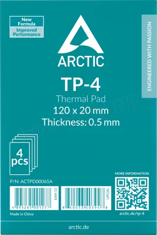 Photo de Lot de 4 Pads thermiques Arctic TP-4 120x20x0,5mm (Gris)
