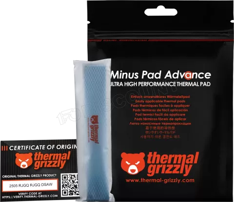 Photo de Lot de 4 Pads Thermiques Thermal Grizzly Minus Pad Advance 120x20x1mm (Noir)