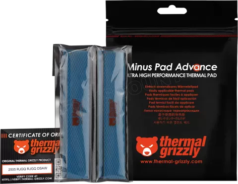 Photo de Lot de 4 Pads Thermiques Thermal Grizzly Minus Pad Advance 120x20x3mm (Noir)