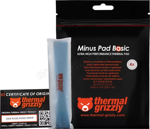 Photo de Lot de 4 Pads Thermiques Thermal Grizzly Minus Pad Basic 120x20x1mm (Noir)