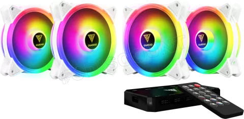 Photo de Lot de 4 Ventilateurs de boitier Gamdias Aeolus M2 RGB 12cm (Blanc)