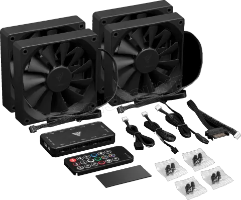 Photo de Lot de 4 Ventilateurs de boitier Gamdias Aeolus M3 RGB 12cm (Noir)