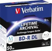 Photo de Lot de 5 Blu-Ray 6x Verbatim MDISC 50Go imprimable double couche