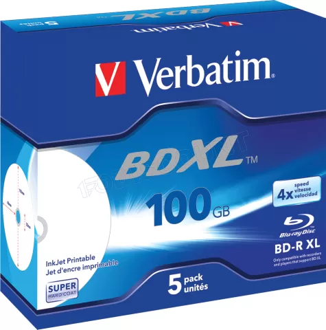 Photo de Lot de 5 Blu-Ray XL 4x Verbatim 100Go imprimable